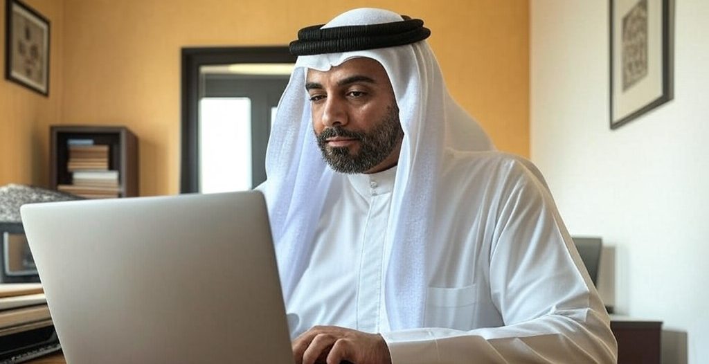 Emirati man selecting accounting software for SME